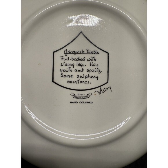 Set of 6 Delano Studio 1976 Humorous Hand Painted Wine Dessert plates 7.25" - Picture 4 of 16